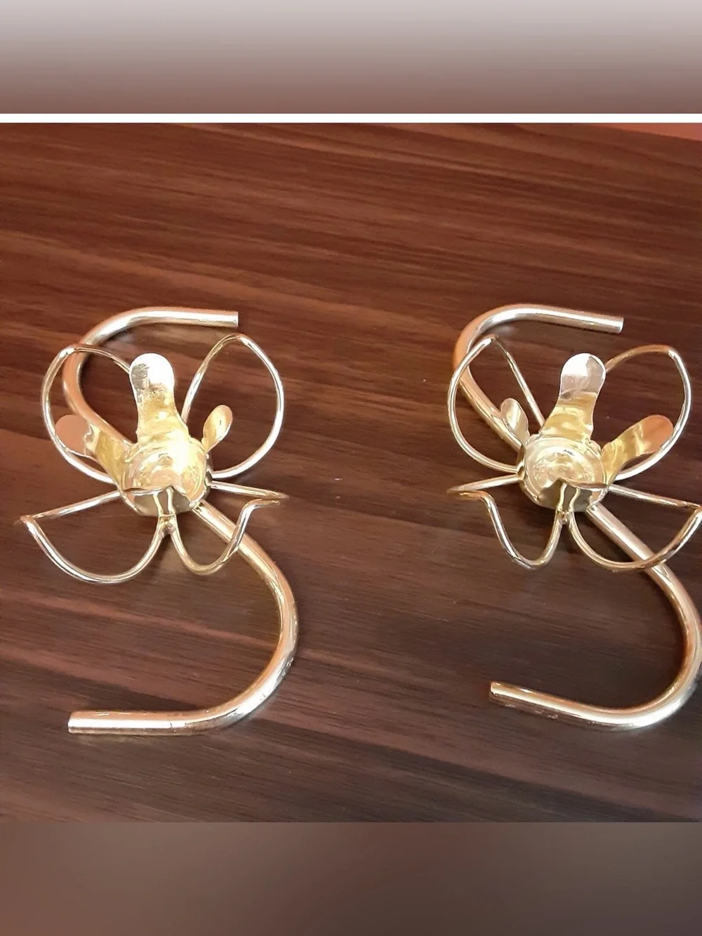 Brass Lotus Taper Candle Holders - Set of 2